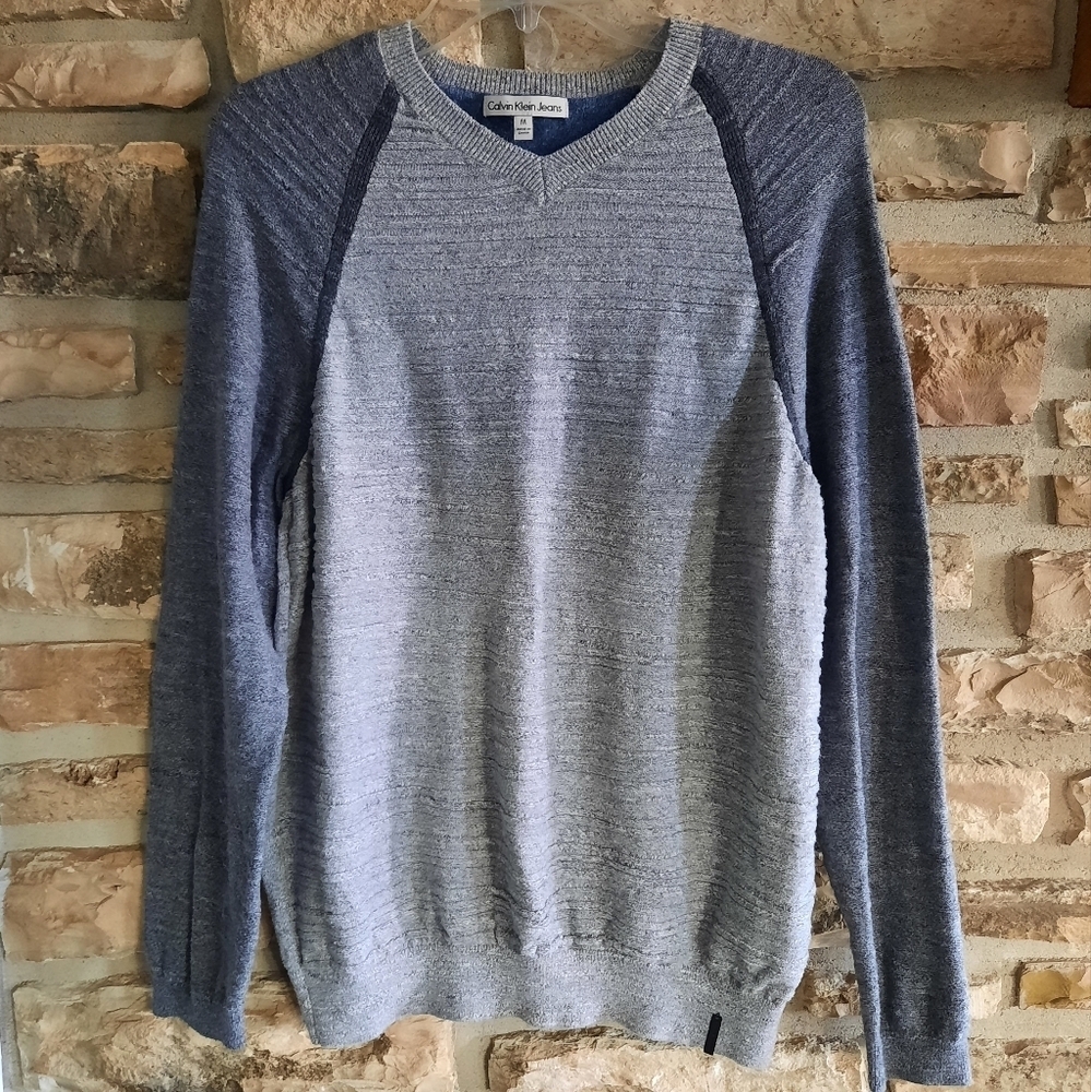 Calvin Klein Gray Sweater 100%Cotton Mens Size Medium